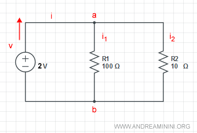 un esempio di circuito con resistori in parallelo