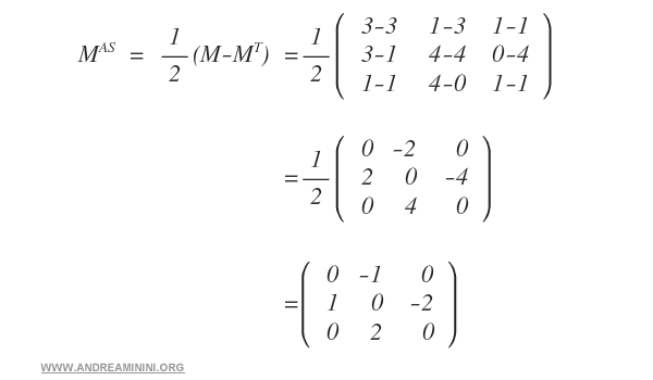 il calcolo della matrice anti-simmetrica