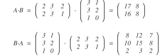 la regola commutativa non vale nel prodotto delle matrici