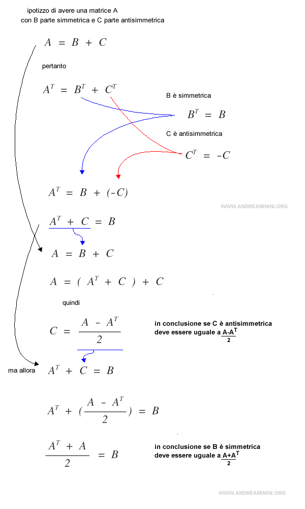 la dimostrazione dell'unicità della parte simmetrica e antisimmetrica