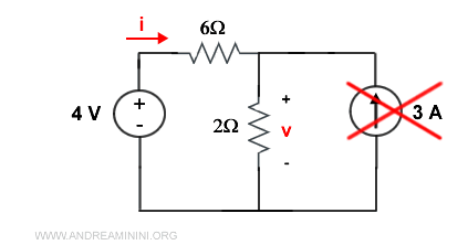 il circuito senza il generatore di corrente