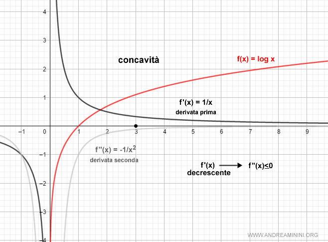 un esempio di concavità della funzione calcolata con le derivate