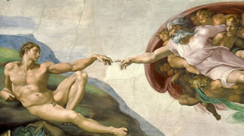 Una scena della genesi di Michelangelo nella Cappella Sistina