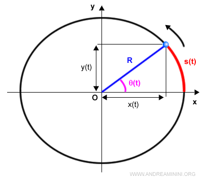 le coordinate cartesiane del punto nel moto circolare