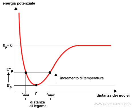 la distanza di legame aumenta al crescere della temperatura