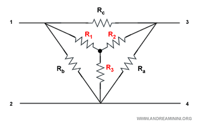 sovrapposizione della rete a stella sulla rete a triangolo