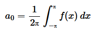 $$ a_0 = \frac{1}{2π} \int_{-π}^π f(x) \: dx $$
