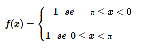 $$ f(x) = \begin{cases} -1 \:\:\:se\:\: -π \le x<0 \\ \\ 1 \:\:\:se\:\: 0 \le x<π \end{cases} $$