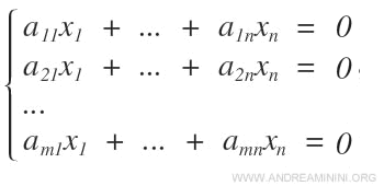 Un sistema lineare omogeneo