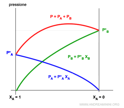 le tensioni di vapore della soluzione reale