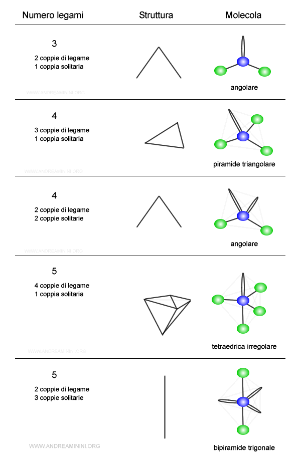 la struttura della molecola in presenza di coppie solitarie