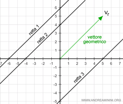 esempio di vettore geometrico e rette parallele al vettore