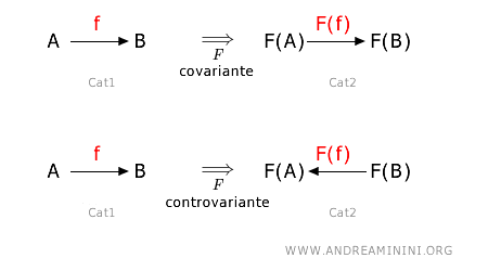 la differenza tra i funtori covarianti e controvarianti