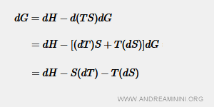 $$ dG = dH - d(TS) \\ dG = dH - [(dT)S + T(dS) ] \\ dG = dH - S(dT) - T(dS) $$ 