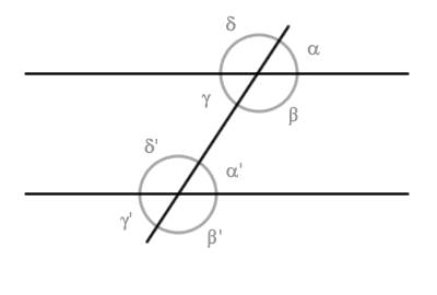 un esempio di angoli coniugati tra due rette parallele