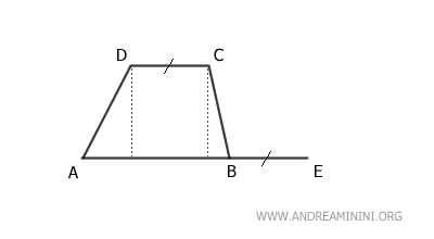 prolungo la base maggiore con la base minore