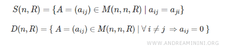 le matrici diagonali e simmetriche