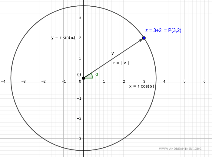 la circonferenza di raggio r=|v| e centro O
