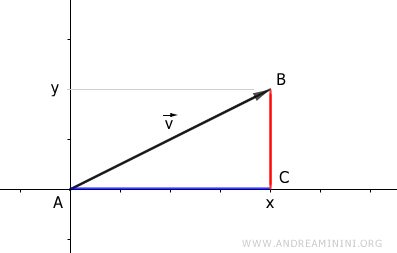 il triangolo generato dalle proiezioni delle coordinate del vettore sugli assi cartesiani