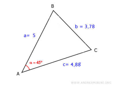 la lunghezza del lato BC