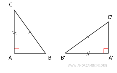 cateto e ipotenusa congruenti