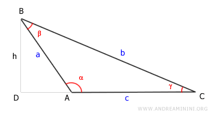 il segmento AD è l'altezza del triangolo