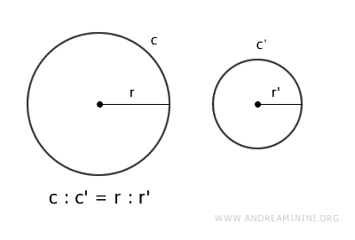 la proporzionalità tra circonferenza e raggio