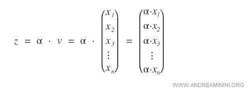 il prodotto di uno scalare per un vettore