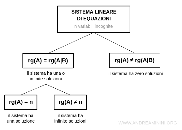 lo schema di utilizzo del teorema di Rouché Capelli